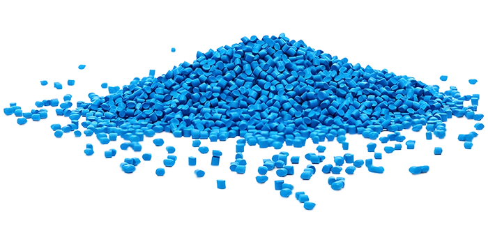Blue plastic granules